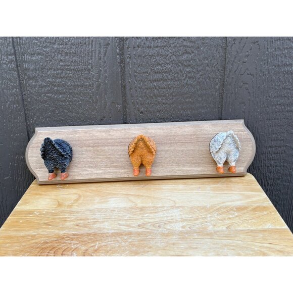Chicken Butt Coat Hook Rack With 3 Hooks For Wall Hanging - Picture 1 of 8